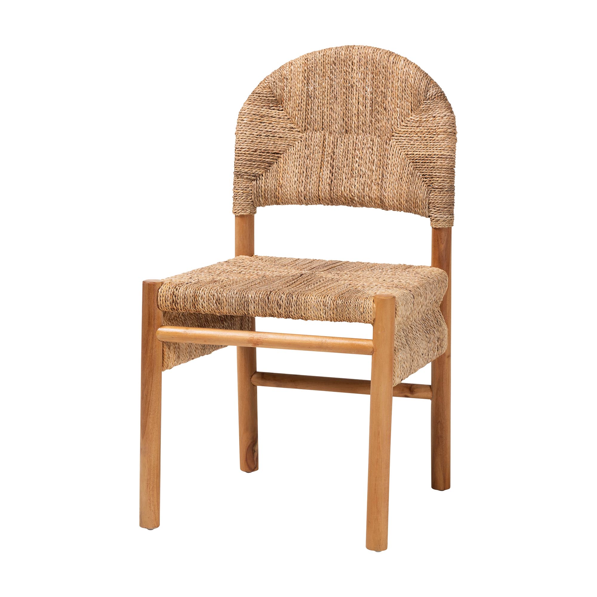 bali & pari Cavo Handwoven Seagrass Dining Chair - Natural Fiber Wicker Side Chair with Mahogany Wood Frame, for Dining Room, Kitchen, or Accent Seating